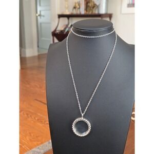 Floating Locket Necklace Silver Tone Vintage 24in